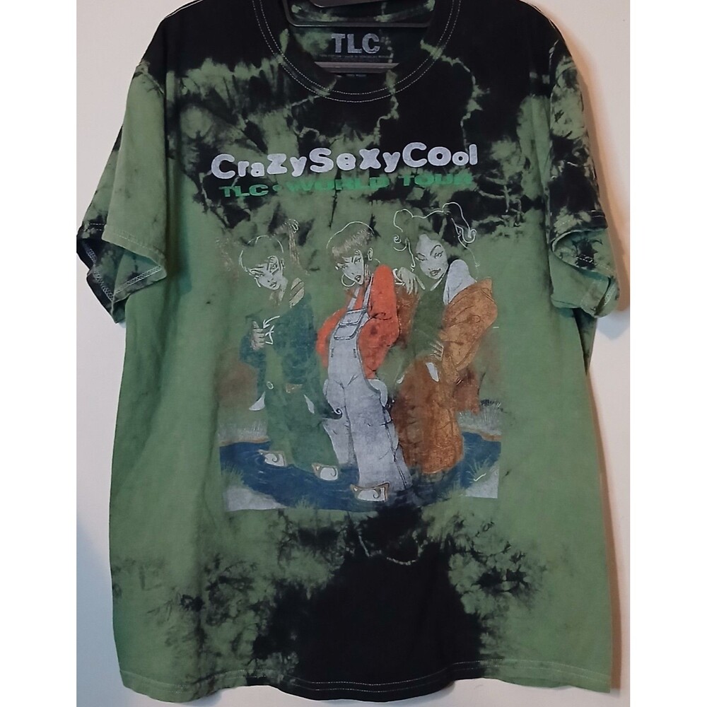 TLC CrazySexyCool World Tour T Shirt Men Large Green Tie Dye 90s R&B Graphic Tee